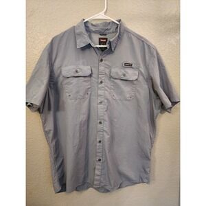 Wrangler Shirt Men's XL Short Sleeve Outdoor Series Outdoor Hiking Fishing Blue